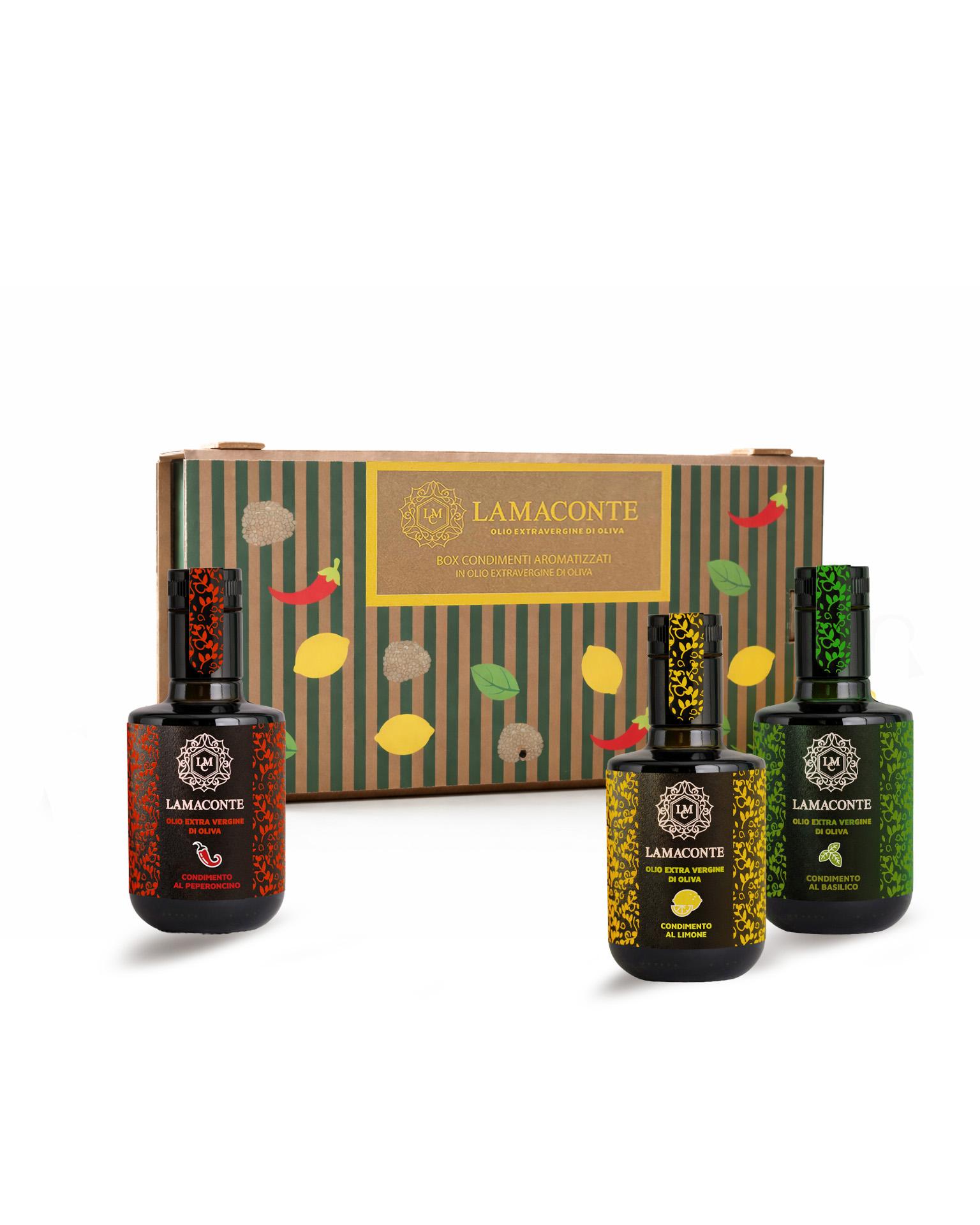 Box 3 Bottiglie di Condimento di Olio Extravergine di Oliva aromatizzato